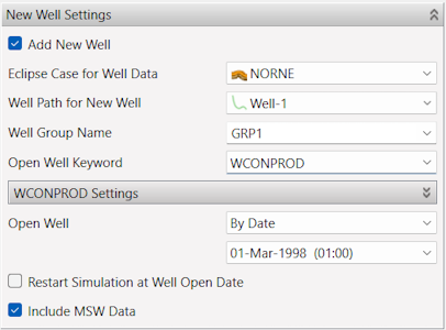 Add New Well - OPM Flow